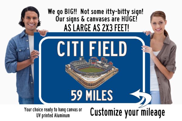 New York Mets Citi Field  - Miles to Stadium Highway Road Sign Customize the Distance Sign ,New York Mets Citi Field