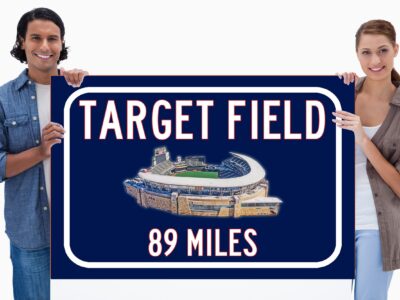 Target Field Minnesota Twins   - Miles to Stadium Highway Road Sign Customize the Distance Sign , Target Field Minnesota Twins