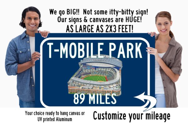 Seattle Mariners T-Mobile Park   - Miles to Stadium Highway Road Sign Customize the Distance Sign , Seattle Mariners T-Mobile Park