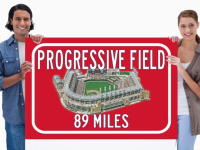 Progressive Field Cleveland Indians   - Miles to Stadium Highway Road Sign Customize the Distance Sign ,Progressive Field Cleveland Indians