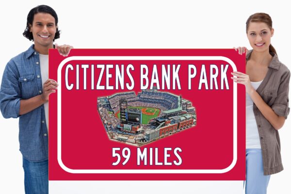 Philadelphia Phillies Citizens Bank Park   - Miles to Stadium Highway Road Sign Customize the Distance Sign Philadelphia Phillies Citizens