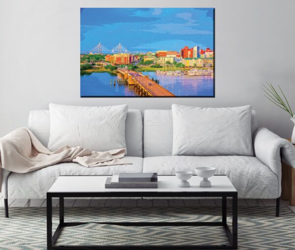Charleston SC watercolor on canvas, Charleston watercolor canvas ,wall canvas, Charleston photo wall art print, Charleston  watercolor - Image 2