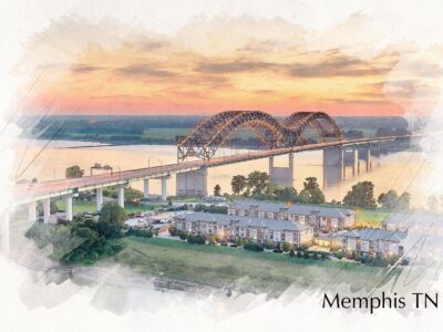 Memphis Tennessee Sketch watercolor, Memphis skyline sketch watercolor Canvas,  Memphis watercolor wall canvas, Memphis wall art