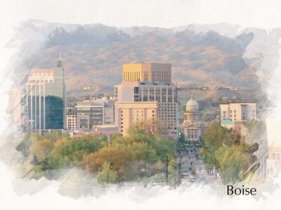 Boise Idaho sketch watercolor canvas, Boise Idaho Watercolor, Boise Canvas Wall Art, Idaho wall  canvas, Boise art, Boise Idaho watercolor