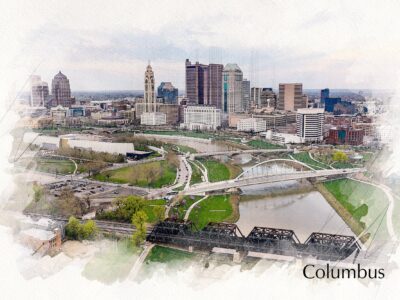 Columbus skyline sketch watercolor canvas, Columbus watercolor canvas, Columbus Wall art, Columbus watercolor art Columbus photo, Columbus