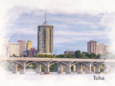 Tulsa Oklahoma sketch watercolor canvas, Tulsa canvas Print,  Tulsa Oklahoma watercolor, Canvas Wall Art, Tulsa Skyline Tulsa art