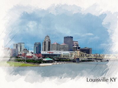 Louisville Kentucky sketch watercolor canvas, Louisville KY watercolor Wall Art, Louisville KY wall art canvas, Louisville KY  art