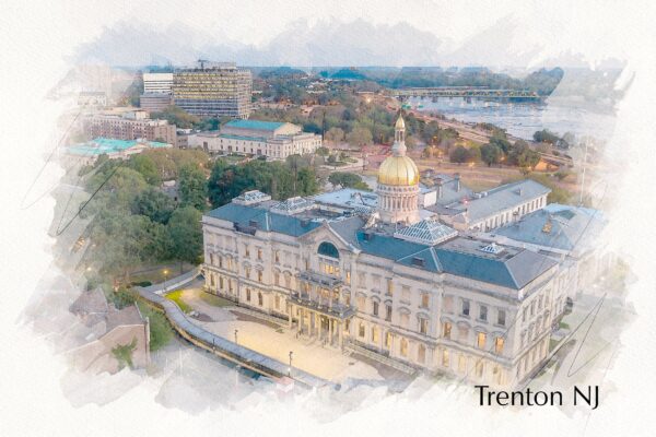 Trenton New Jersey watercolor skyline canvas, Trenton sketch watercolor Canvas  Canvas Trenton Art, Trenton wall art canvas, Trenton print
