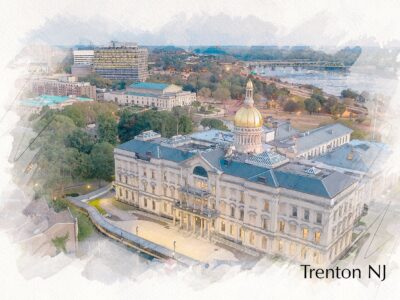 Trenton New Jersey watercolor skyline canvas, Trenton sketch watercolor Canvas  Canvas Trenton Art, Trenton wall art canvas, Trenton print