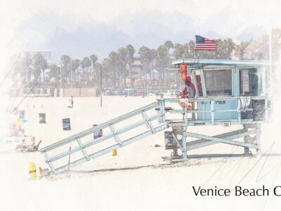 Venice Beach Californina wall art  canvas, Venice Beach watercolor, Venice Beach wall art, Venice Beach sketch watercolor wall art