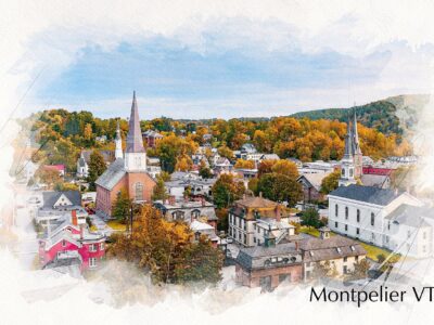 Montpelier Vermont watercolor canvas, Vermont watercolor Canvas,  Montpelier Vermont  Wall Art, watercolor.,city watercolor