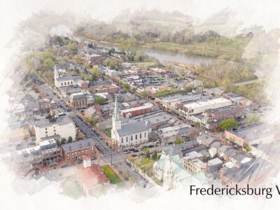 Fredericksburg skyline watercolor canvas, Fredericksburg sketch watercolor Canvas, Fredericksburg Canvas Wall Art, Fredericksburg watercolor