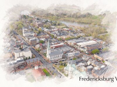 Fredericksburg skyline watercolor canvas, Fredericksburg sketch watercolor Canvas, Fredericksburg Canvas Wall Art, Fredericksburg watercolor
