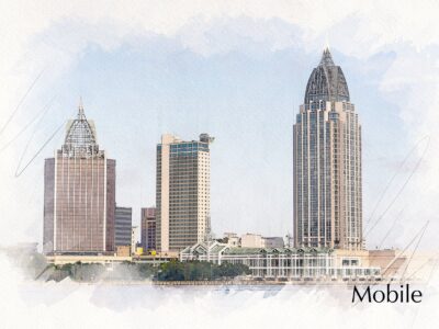 Mobile Alabama watercolor canvas,Mobile watercolor Canvas Wall Art, Mobile  wall art canvas, Mobile Alabama watercolor framed canvas art