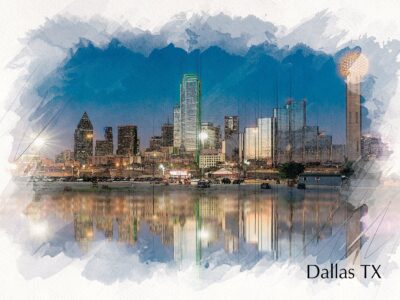 Dallas skyline sketch watercolor, TX canvas watercolor, Dallas watercolor, Texas, City skyline,  Dallas Texas wall art, Canvas gifts, Texas