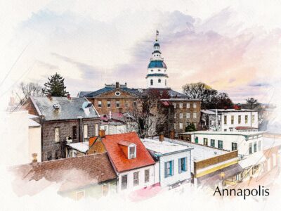 Annapolis sketch skyline watercolor,  Annapolis watercolor Canvas,  Annapolis Maryland Canvas Wall Art, Annapolis watercolor, Annapolis
