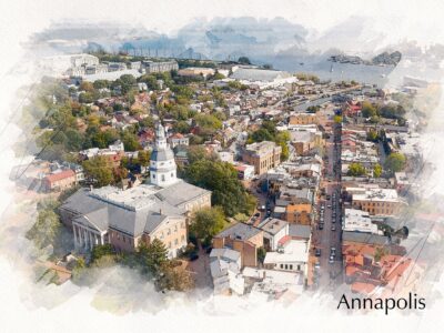 Annapolis sketch skyline watercolor,  Annapolis watercolor Canvas,  Annapolis Maryland Canvas Wall Art, Annapolis watercolor, Annapolis