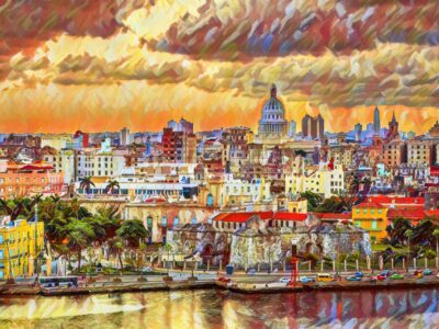 Havana Cuba watercolor, Havana Cuba, Havana watercolor skyline , Havana Cuba photo, Cuba watercolor, Cuba from the ocean
