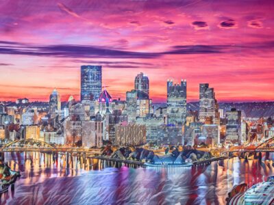 Stunning and colorful Pittsburgh skyline watercolor canvas,  Pittsburgh Canvas,  wall art, Pittsburgh Canvas Wall Art, Pittsburgh watercolor