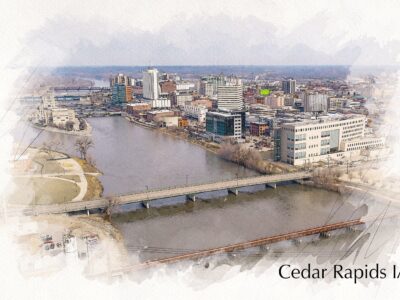 Cedar Rapids Iowa sketch watercolor, Cedar Rapids watercolor, Cedar Rapids Iowa Canvas, Cedar Rapids wall art canvas,Cedar Rapidswall art,