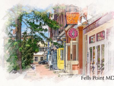 Baltimore Fells Point watercolor, Baltimore Canvas,  Baltimore wall art, Inner Harbor, Fells Point wall art print, Baltimore south decor