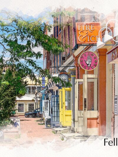 Baltimore Fells Point watercolor, Baltimore Canvas,  Baltimore wall art, Inner Harbor, Fells Point wall art print, Baltimore south decor