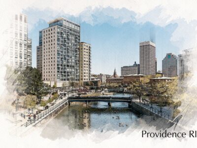 Providence RI watercolor skyline, Providence watercolor canvas art, Providence RI print on canvas,Providence Rhode Island wall art