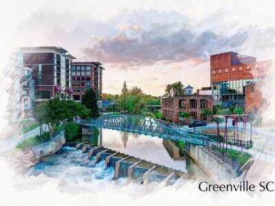 Greenville SC skyline watercolor canvas, Greenville Canvas,  Greenville canvas Wall Art, Greenville wall art canvas,Greenville SC watercolor