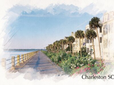 Charleston SC watercolor street scene canvas, Charleston Canvas,  Charleston wall canvas, Charleston watercolor Charleston south decor