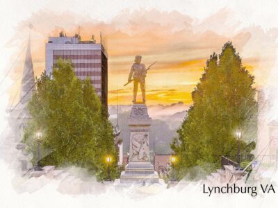 Lynchburg Virginia watercolor canvas,  Lynchburg sketch watercolor Canvas Wall Art, Lynchburg wall art canvas, Lynchburg Virginia art