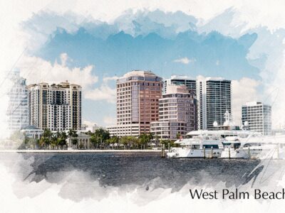West Palm Beach watercolor canvas, West Palm Beach watercolor Canvas,  West Palm Beach  ll Art, West Palm Beach wall art canvas,