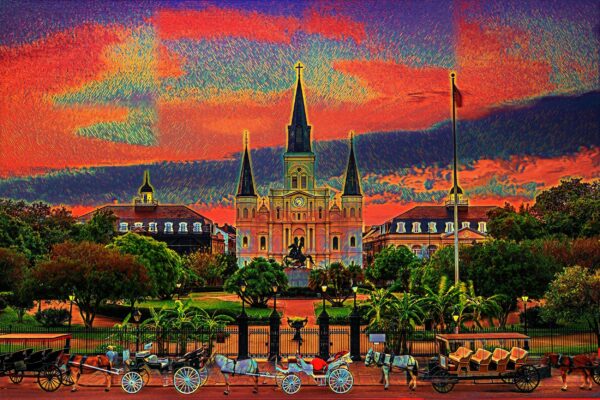 Jackson Square New Orleans watercolor canvas, New Orleans watercolor Canvas Print, New Orleans wall art, Canvas Wall Art, New Orleans
