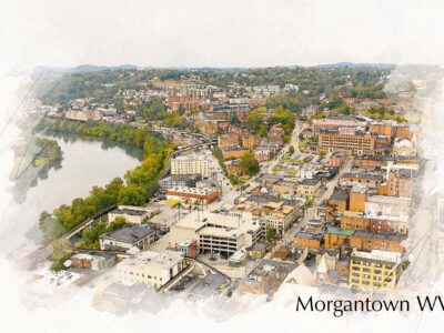 Morgantown West Virginia watercolor canvas, Morgantown watercolor Canvas Wall Art, Morgantown wall art canvas, Morgantown WV framed canvas