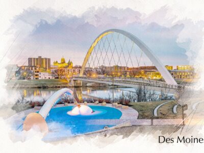 Des Moines watercolor canvas, Des Moines watercolor Canvas, Des Moines Canvas art,  Des Moines print Des Moines  wall art, Des Moines Iowa