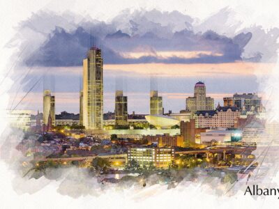 Albany NY watercolor skyline canvas, Albany sketch watercolor on Canvas, Albany Canvas Wall Art, Albany canvas, Albany wall art, Albany NY
