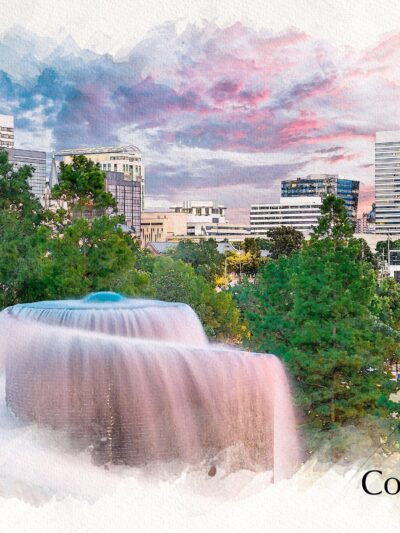 Columbia SC watercolor canvas, Columbia watercolor Canvas, Columbia  canvas Wall Art,Columbia  wall art canvas, Columbia South Carolina