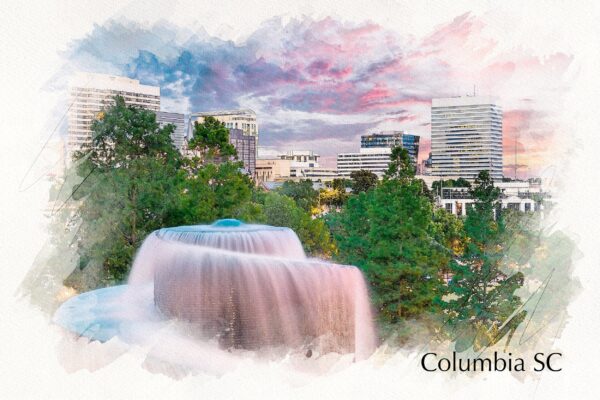 Columbia SC watercolor canvas, Columbia watercolor Canvas, Columbia  canvas Wall Art,Columbia  wall art canvas, Columbia South Carolina