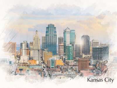 Kansas City sketch watercolor canvas, Kansas City Canvas  Kansas City watercolor City wall art canvas, Kansas City  wall art,
