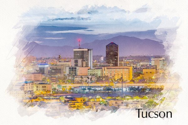 Tucson watercolor canvas, Tucson watercolor Canvas  Canvas Tuscon Art, Tucson watercolor wall art canvas, Tucson wall art,