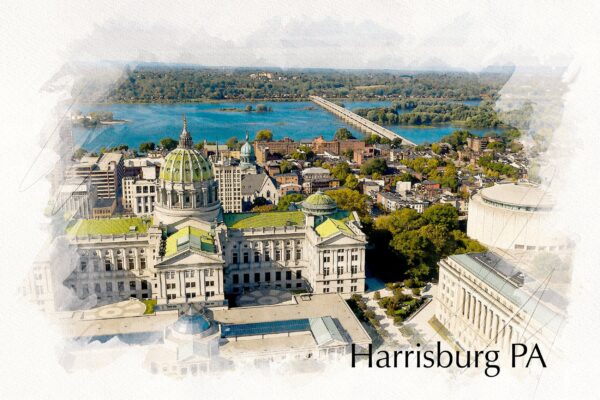 Harrisburg watercolor canvas, Harrisburg watercolor, Harrisburg Canvas Wall Art, Harrisburg wall art canvas, Harrisburg  wall art,