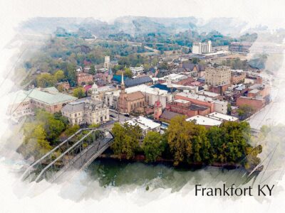 Frankfort Kentucky watercolor skyline canvas, Frankfort KY watercolor Canvas Wall Art, Frankfort KY wall art canvas, Frankfort KY  art