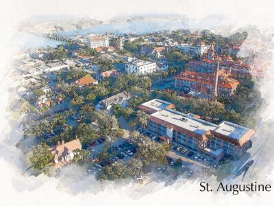 St Augustine Florida sketch watercolor Skyline, St Augustine watercolor Canvas St Augustine skyline, St Augustine  Wall canvas,