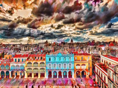 Havana Cuba watercolor, Havana Cuba, Havana watercolor skyline , Havana Cuba photo, Cuba watercolor, Cuba from the ocean