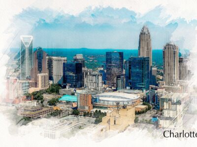 Charlotte sketch watercolor skyline canvas, Charlotte Canvas, Charlotte watercolor, Charlotte Wall canvas, Charlotte art, Charlotte wall a