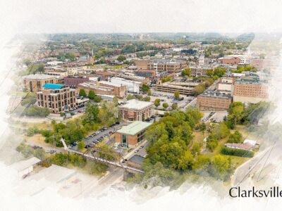 Clarksville TN skyline watercolor, Clarksville watercolor,  Clarksville TN Canvas Wall Art,  Clarksville wall art canvas,  Clarksville