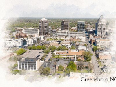 Greensboro sketch watercolor canvas, Greensboro skyline watercolor,  Greensboro NC Canvas Wall Art, Greensboro wall art canvas,