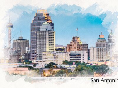 San Antonio watercolor , San Antonio Canvas, San Antonio skyline, San Antonio Wall canvas, Texas wall art, San Antonio decor, Texas canvas