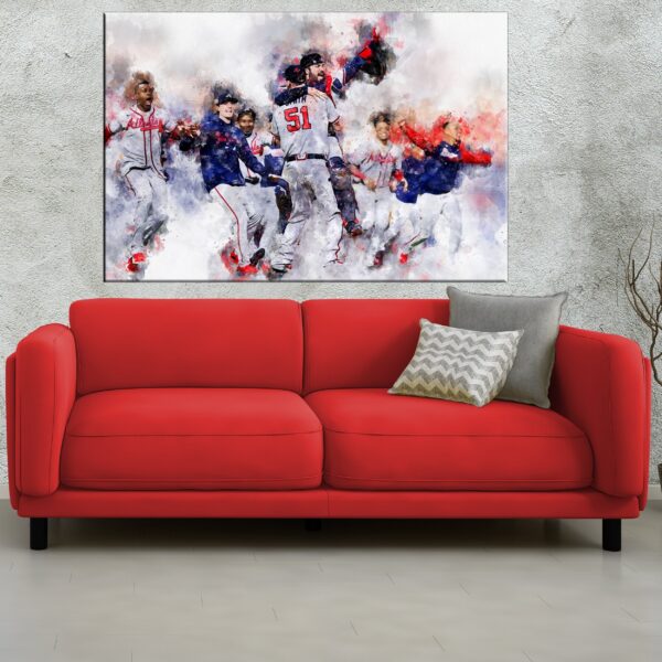 Atlanta Braves World Series watercolor, Atlanta Braves wall art, Braves World Series Canvas watercolor, Braves World Series art wall - Image 3