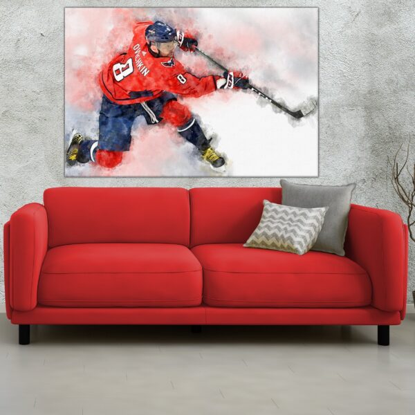 Alex Ovechkin watercolor, Washington Capital wall art, Capitals Stanley Cup, Alex Ovechkin Poster, Washington Capitals hockey art wall - Image 3
