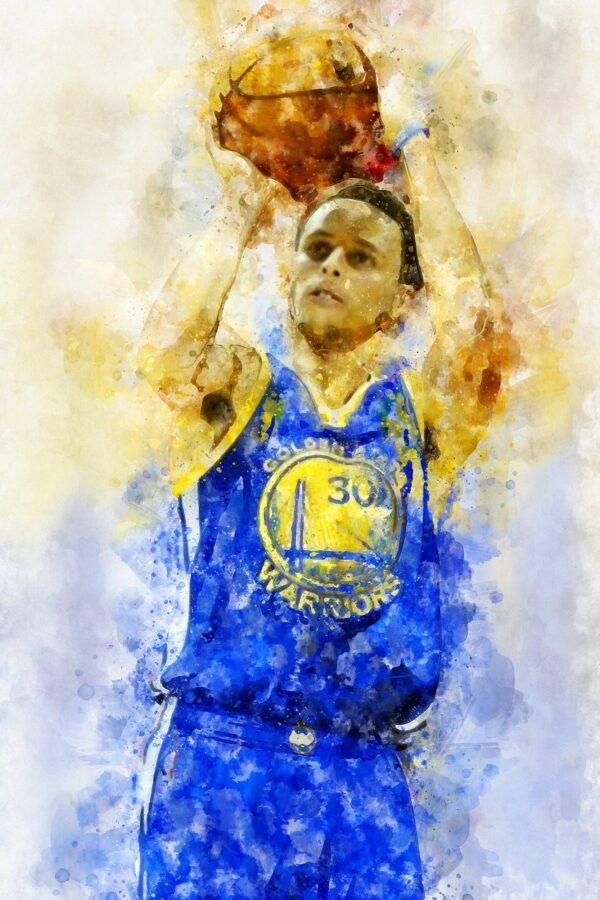 Steph Curry watercolor, Golden State Warriors wall art, Warriors NBA Championship  winner Canvas, Steph Curry Golden State art wall - Image 2